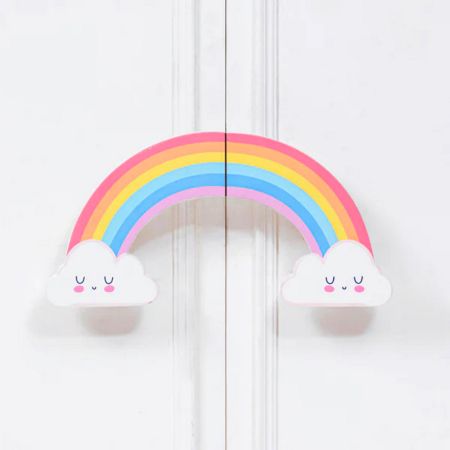 Handcrafted Rainbow Cupboard Handles in Acacia Wood Set